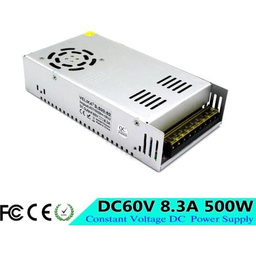 Single Output DC60V 8.3A 500W Switching power supply Led Driver transformer 220V 110V AC DC 60V Power Source For CNC Stepper
