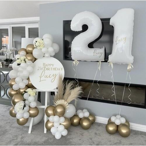 Giant 42inch White Number Foil Balloons Large Digit Helium Balloons wedding decorations Birthday Party Supplies Baby Shower