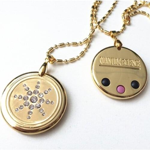 50pcs Gold Metal Alloy Pendant Fashion Jewelry With Package Box Wholesales Pendant with CZ Crystaland Energy Stone DHL Free