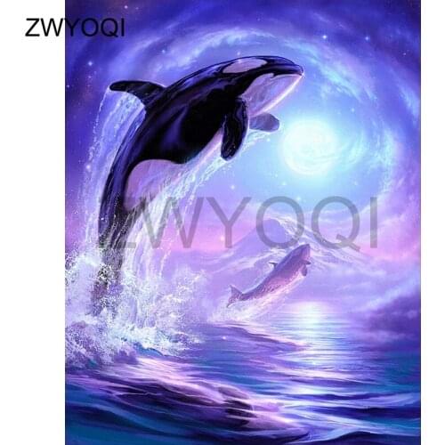 Full Square Diamond mosaic Dolphin Full Round Diamond painting Dolphin shark 5DDIY Diamond embroidery Cross stitch Dolphin shark
