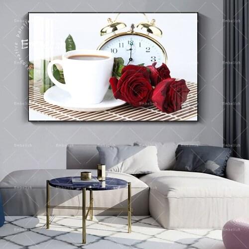 Drop Shipping Large Size Coffee And Flowers Kitchen Decor Pictures Modern Wall Posters For Home Decor Canvas Paintings