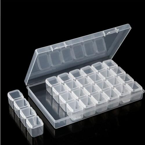 28 lattices Rectangle jewelry storage plastic Boxes beads rhinestones pearls diy nail arts accessories container