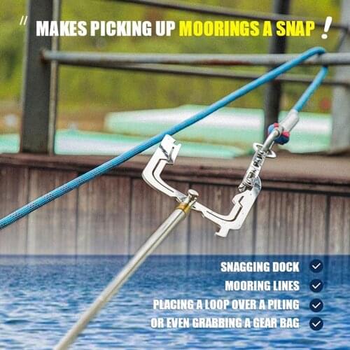 Mooring Rope Hook U Type Threader Multi-Purpose Dock Hook Boat Telescopic Fishing Rod Fishing Pole Reel Fishing Accessories