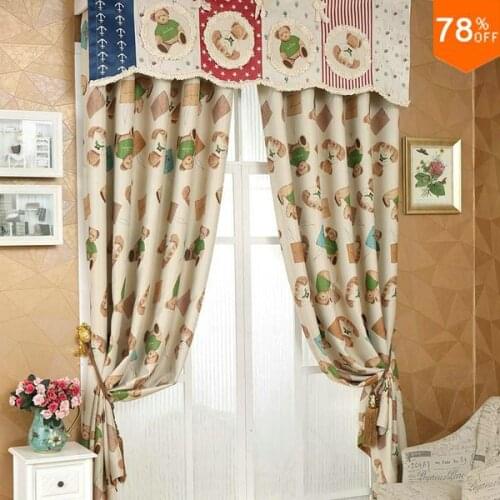 Lovely bear pattern the classical curtains kids garden children curtain silky drapery quality drapes finished Curtain for Child