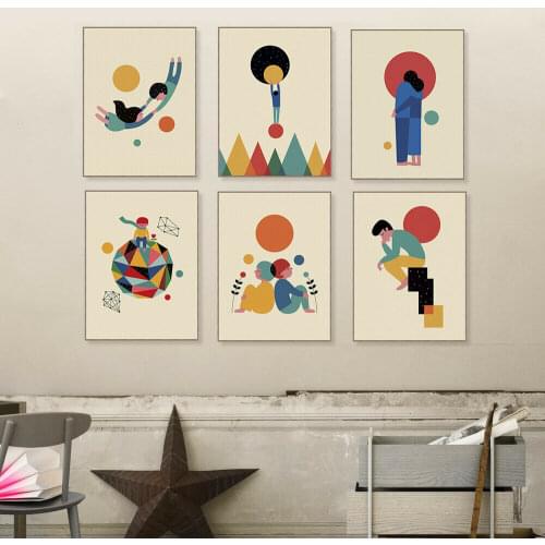 Modern Abstract Hipster Lovers Posters Geomtric Prints Canvas Painting Wall Art Decor Pictures Posters Aesthetic Room Decor Gift