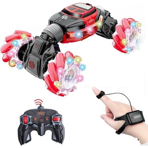 RC Stunt Car Light Music Gesture Sensor Twist Vehicle Drift Toy Deformation Watch Control 4WD Crawler Horizontal Creep Scroll
