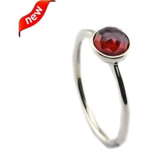 January Droplet Rings With Garnet 100% 925 Sterling Silver Fine Jewelry Free Shipping