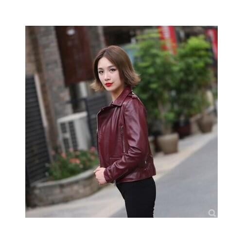2020 new genuine leather jacket women garment womens locomotive short fit leather jacket sheep leather coat