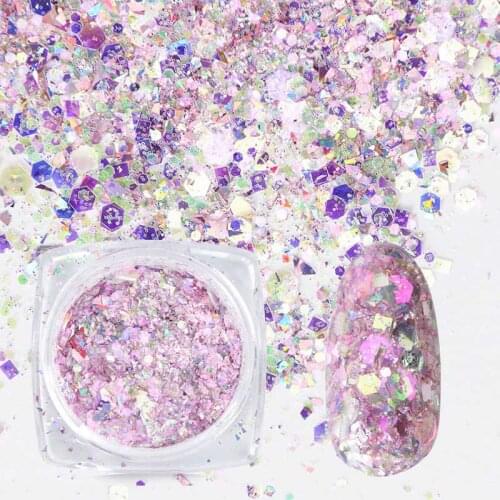 1 Box Nail Mermaid Glitter Flakes Sparkly 3D Hexagon Colorful Sequins Paillette Spangles Polish Manicure Nails Art Decorations