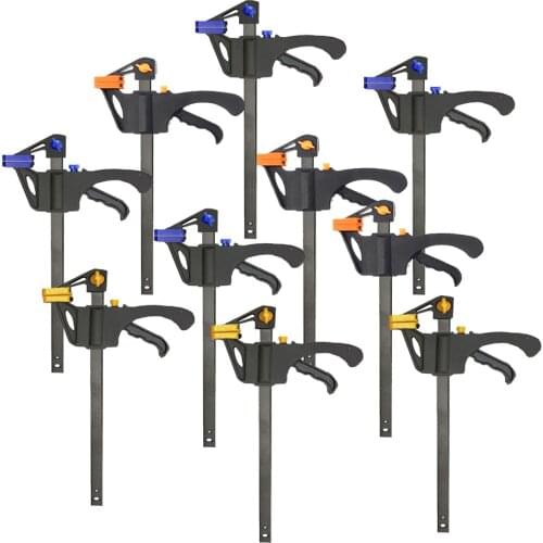 10Pcs 6 inch three kinds of colour woodworking Bar F Clamp Clip Hard Grip Quick Ratchet Release DIY Carpentry Hand Vise Tool