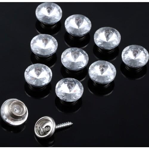 10Pcs 16/18/20/22/25/30mm Dia. Diamond Crystal Glass Upholstery Nails Buttons Tacks Studs Pins Crafts Sofa Furniture Decoration
