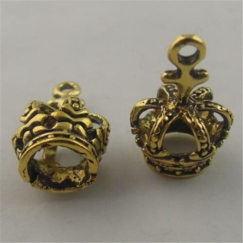 10pcs/pack Vintage Style Women Man Antique Gold Crown Shape Necklace Pendant Bracelet Charms Jewelry Making Pendants AU07823