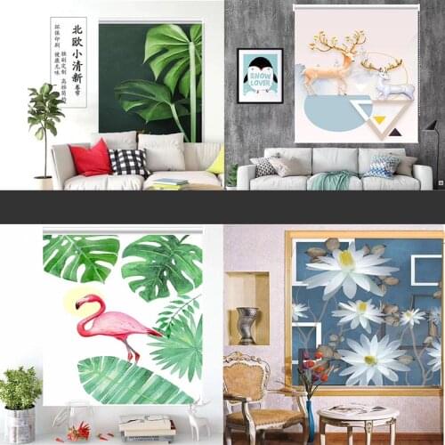 100% Blackout Roller Blinds Fireproof Fabric Drill System Shades Windows Curtain for Office Kitchen