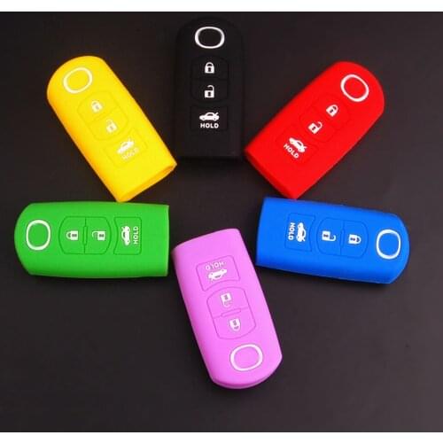 BBQ@FUKA 50PCS Mix color Silicone Remote Key Case Holder Cover Bag Shell Fit For Mazda 3 6 5 Smart Fob 3 Button