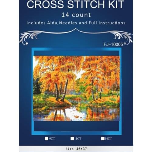 BOBO Autumn Forest tree 2 cross stitch Higher quality Similar DIY DMC 14CT unprinted Cross stitch,Sets For Embroidery kits