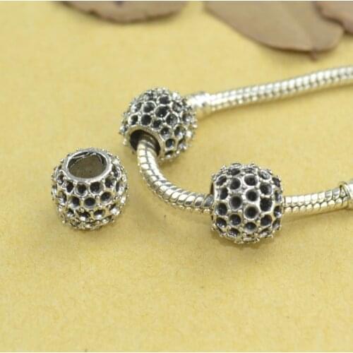 10pcs round Alloy Bead DIY European Big Hole Beads Fits Charm Bracelets Necklaces Pendants making 18163