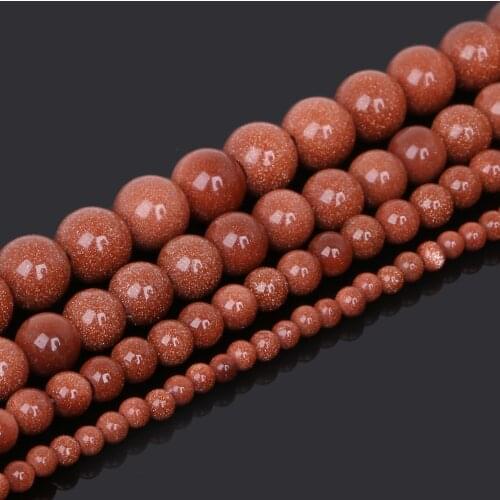 DIY Gold Sand Loose Beads For Bracelets & Necklaces Jewelry Making Select Size 4/6/8/10mm