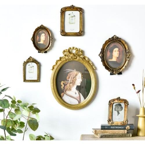 Cutelife Nordic Ins Resin Photo Wall Frame With Art Home Decor Wooden Picture Frame Vintage Imitation Carved Picture Wood Frame