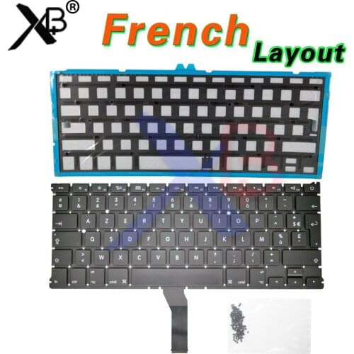For A1369 A1466 AZERTY FR French keyboard/Backlight Backlit+100pcs keyboard screws For MacBook Air 13.3" A1369 A1466