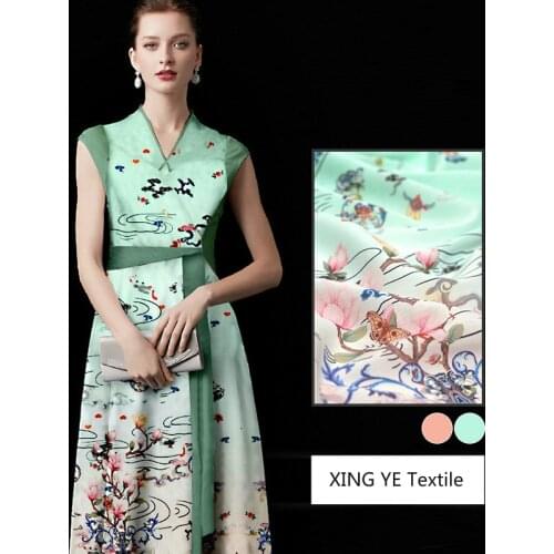 Palace Rhyme Mulberry Silk Linen Fabric Dress Tops Shirts Womens Clothing by Meter For Sewing Cloth Material Home Textile