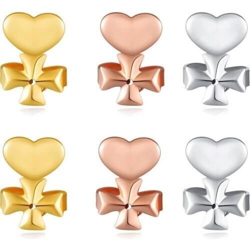 Hot Sale Cross Heart Stud Back Earrings Nut Lifter Lift Hypoallergenic All Post Earrings Earlobe Fits Earrings Support for Women