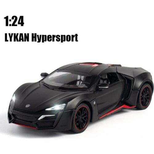 1:24 LYKAN Hypersport Diecasts & Toy Vehicles Metal Car Model Sound Light Collection Car Toys For Children Christmas Gift
