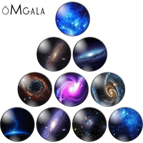 Galaxy Out space Planet Cosmicnebula 10pcs 10mm/12mm/18mm/20mm/25mm Round photo demo glass cabochon flat back Making findings