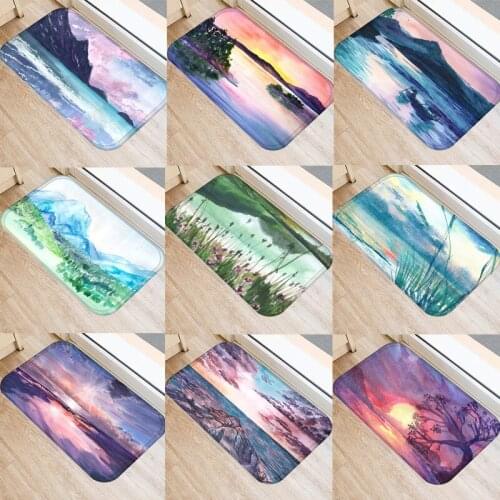 Kitchen Carpet Home Bedroom Entrance Doormat Hallway Balcony Floor Mat Landscape Pattern Bathroom Non-Slip Water Absorption Rug