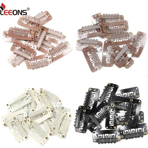 Leeons Hot Sale Black White Snap Clip Wig Hair Clip In Hair Extension Hair Comb Clips 20Pcs/Lot