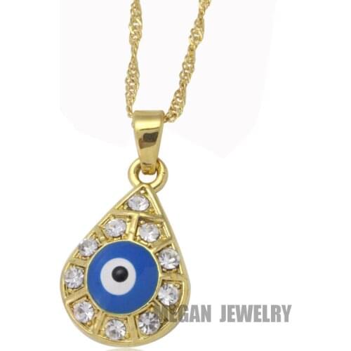 Muslim turkish evil eye crystal pendant & necklace for women & men, Islam copper gift & Jewelry