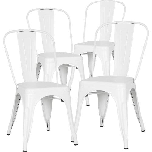 S a Set of 4, Navy Chairs, Metal Chairs, Dining Chairs, Restaurant/Beach cafeteria Indoor/Outdoor Chairs,black and white