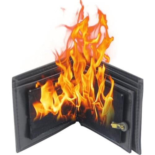 Novelty Magic Trick Flame Fire Wallet Big flame Magician Trick Wallet Stage Street Show Fashion Rubber Bifold Wallet