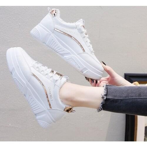 New spring and autumn shoes fashion womens shoes wild thick solid color lace up casual shoes sneakers tenis feminino U21-02