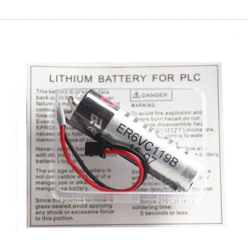 Original New ER6V ER6VC119B Battery Pack 3.6V 2400mAh PLC Industrial Lithium Batteries With Black Plugs Connectors
