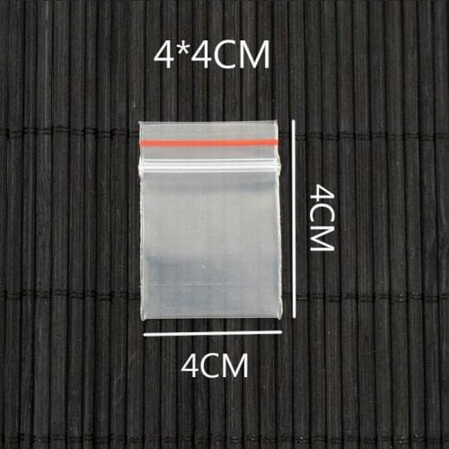 100pcs/lot Environmental Protection 4x4cm Transparent Red Border PE Bags Ziplock Reclosable Bag Packing Plastic Pouch