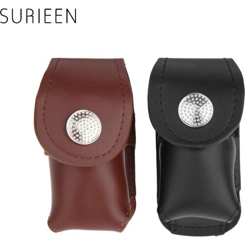Mini Portable Leather Clip On Belt Golf Ball Bag Golf Tees And Divot Tool Holder Utility Pouch Waist Pack Bag Hold Up To 2 Balls