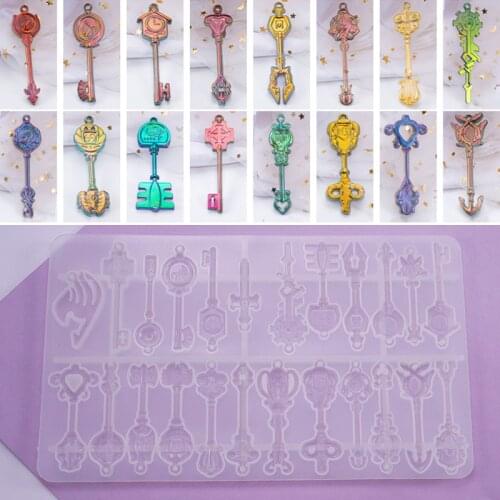 Resin Key DIY Crystal Epoxy Mould The Whole Board Key Collection Pendant Ornament Decoration Simulation Key Silicone Mold