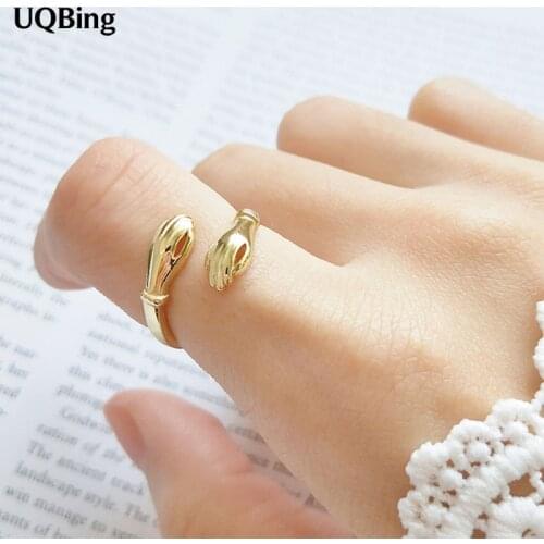 Romantic Silver/ Gold Color Hug Finger Rings For Women Gifts Jewelry