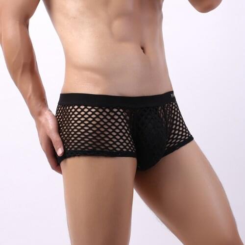 Sexy Men Underwear Mesh Boxershorts Gay See Through Underwear Bulge Pouch Boxer Shorts Low Waist Sexy Trunks Shorts Underpants