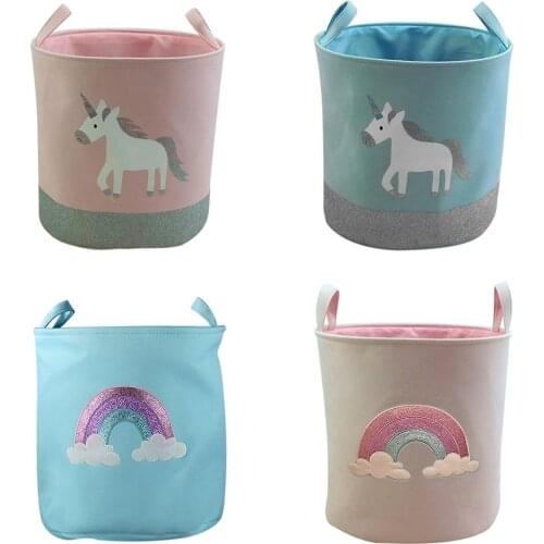Foldable Storage Basket Barrel Rainbow Toy Dirty Clothes Laundry Storage Basket Kids Home Storage Organizer Washing Baskets