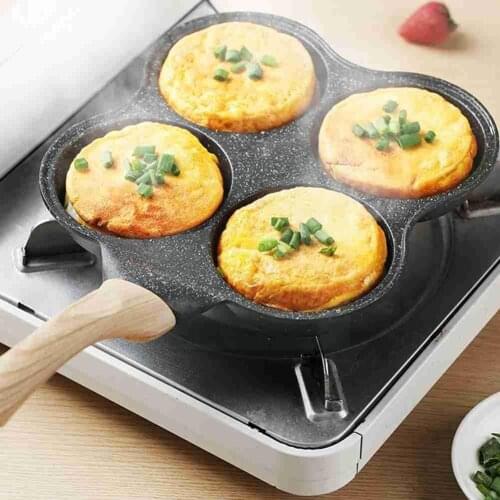 Four-hole Frying Pot Pan Thickened Omelet Pan Non-stick Steak Pan Cookware Cooking Egg Egg Maker Breakfast Ham Pans Pancake L1J8