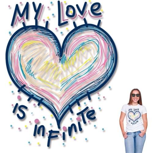 Love heart patterns Heat Transfer printing Character Patch for Clothing Character Patch for Clothing Washable Ironing stickers