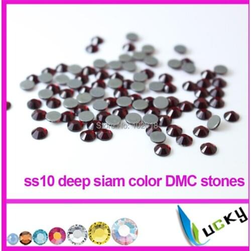 SS10 1440pcs/Bag Deep siam Crystal DMC HotFix FlatBack Rhinestones trim strass,DIY iron heat glass Hot Fix crystal stones