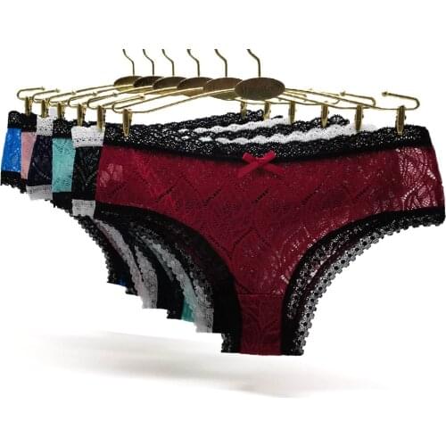 3PCS/Set Sexy Panties Lace Hollow Out Underwear Women Pants Low Waist Female Lingerie Perspective Briefs Intimate Underpants