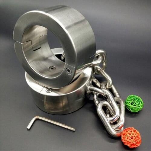 6cm High Super Heavy Stainless Steel Leg Irons Ankle Cuffs Slave Restraints Torture Adult Games BDSM Bondage Sex Toys For Couple