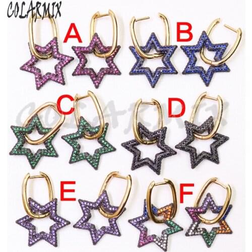 3 pair Star dangle earrings mix colors zircon accessories crystal earrings Luxury earrings fashion jewelry gift for women 50933