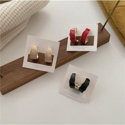 VSnow Vintage Multicolor Enamel Irregular Geometrical Hoop Earrings for Women French Transparent Earrings Jewelry Accessories