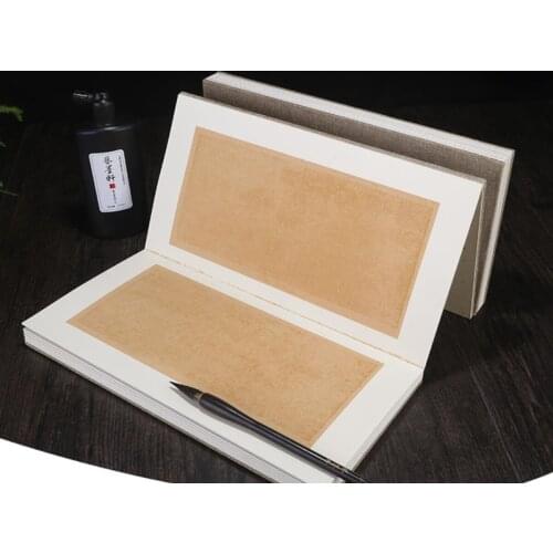 1pc Vintage Batik blank，Vertical grid Rice Xuan Paper Calligraphy blank Folding Booklet Book