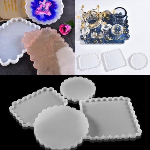 1Pcs Mirror Wavy Coaster Epoxy Resin Mold Table Decoration Silicone Mold for DIY Craft Jewelry Making Handmade Accessories Tools
