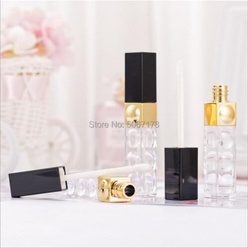 10/30/50pcs Square Lip Gloss Bottle,Plastic Empty Cosmetic Lip Oil Refillable Tube,Liquid Lipstick Storage Bottle With Black Cap